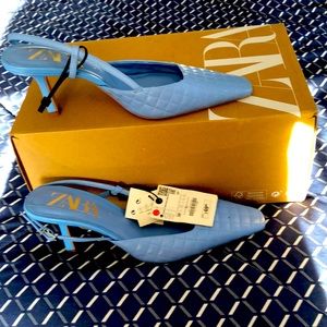 Zara blue leather sling backs